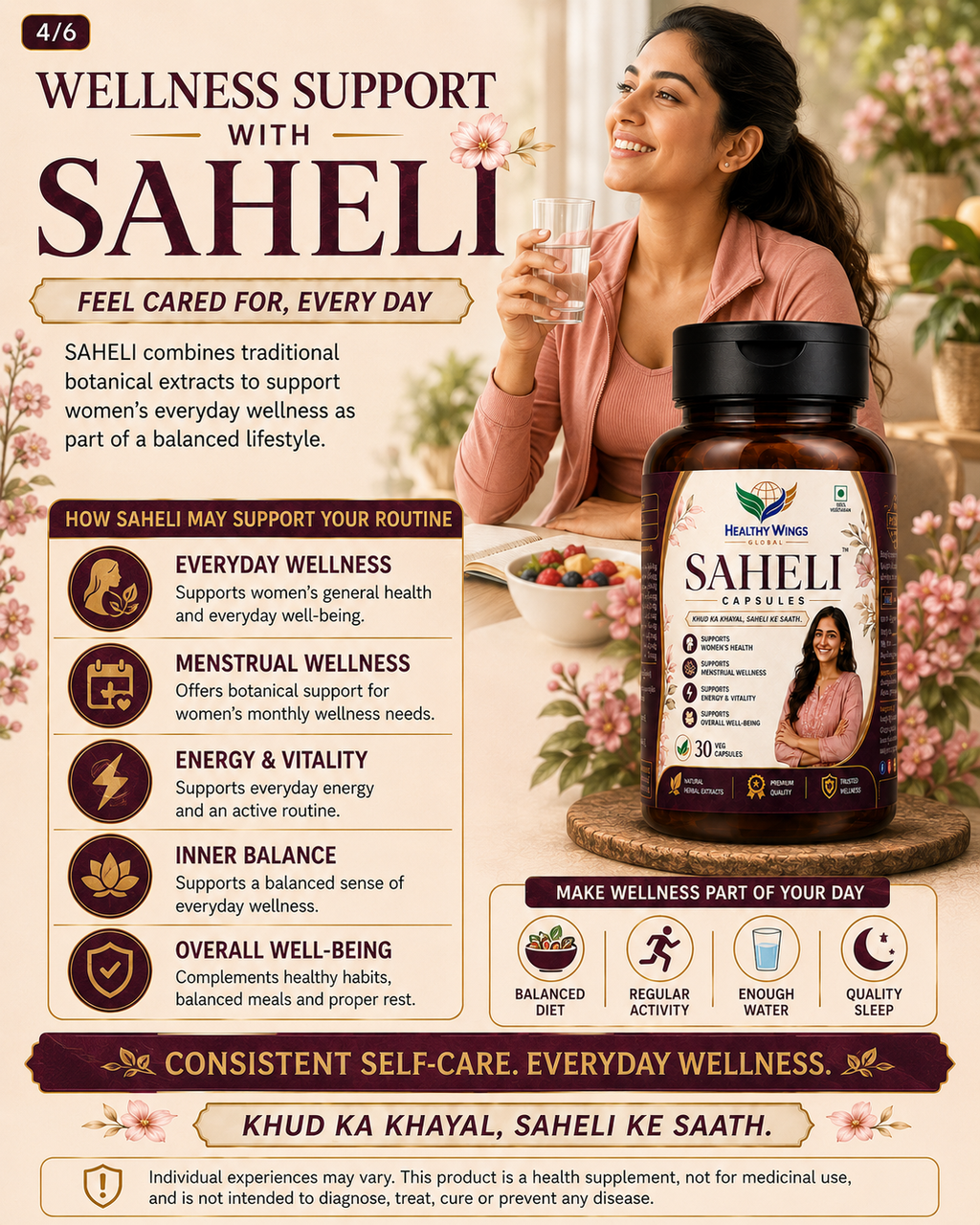 Healthy Wings SAHELI Capsules – 30 Veg Capsules