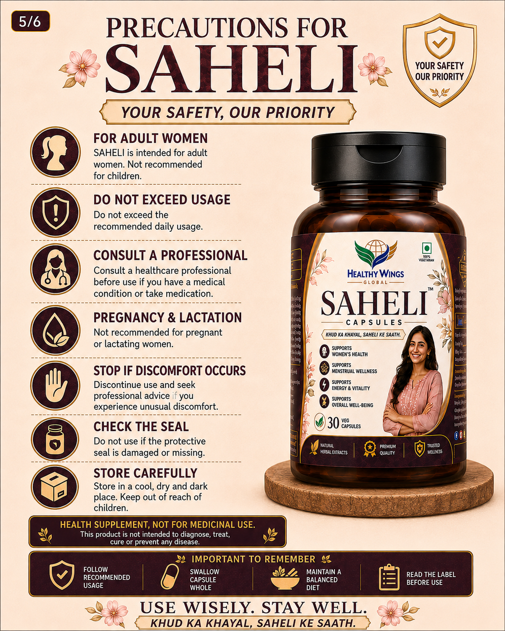 Healthy Wings SAHELI Capsules – 30 Veg Capsules