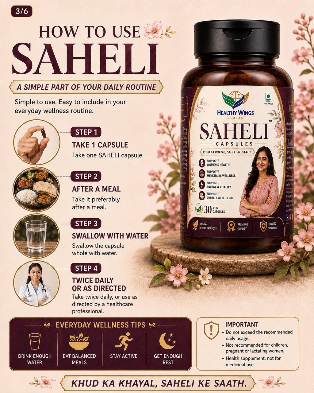 Healthy Wings SAHELI Capsules – 30 Veg Capsules