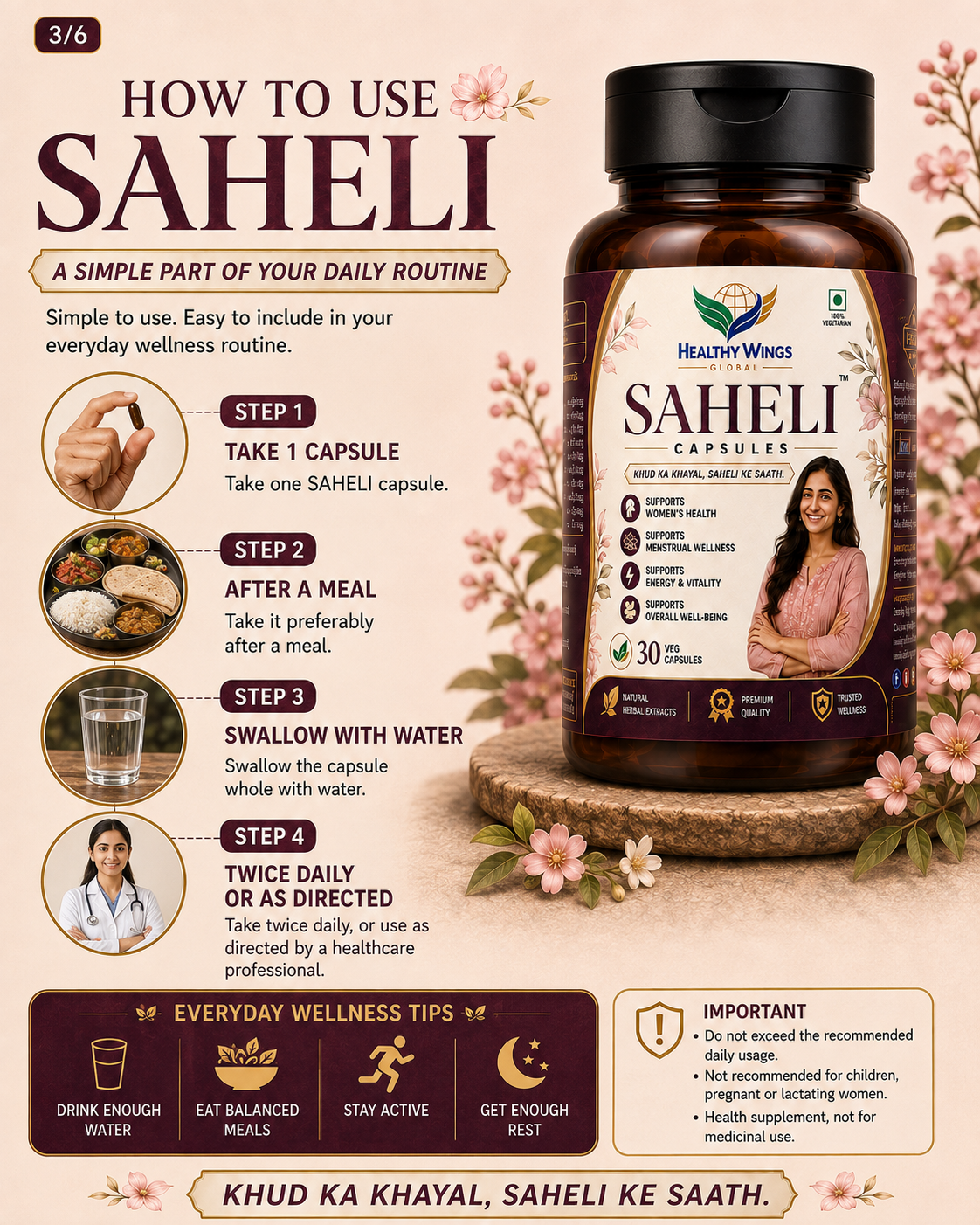 Healthy Wings SAHELI Capsules – 30 Veg Capsules
